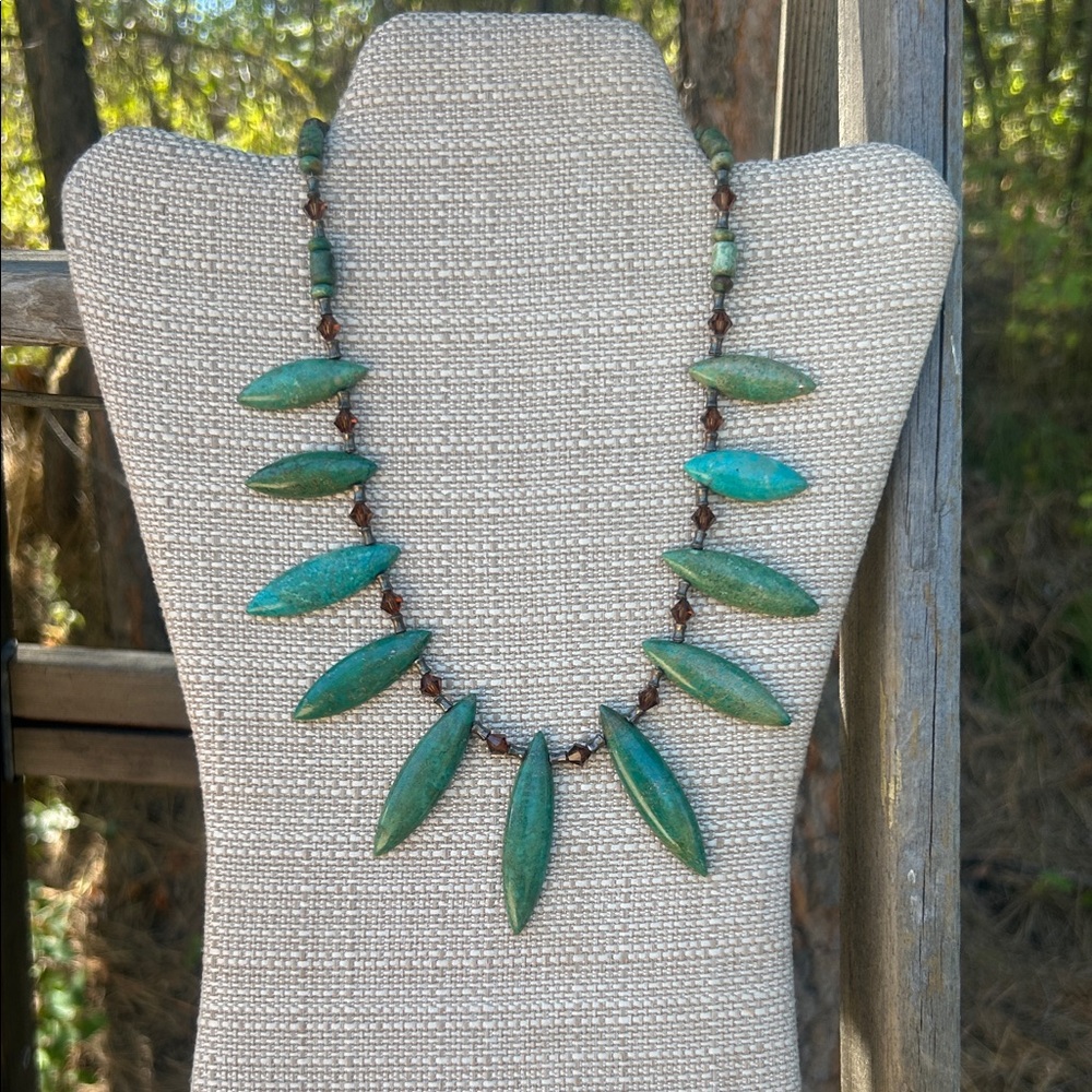 Handmade Blue & Green Turquoise Statement Bib Necklace